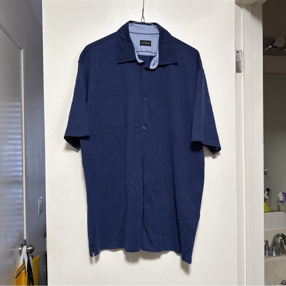 3/$12 Ermenegildo Zegna Navy Casual Button Down Shirt